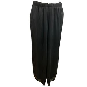 18/20 Dressbarn Woman Black Wide Leg Pull On Pants Sheer Overlay